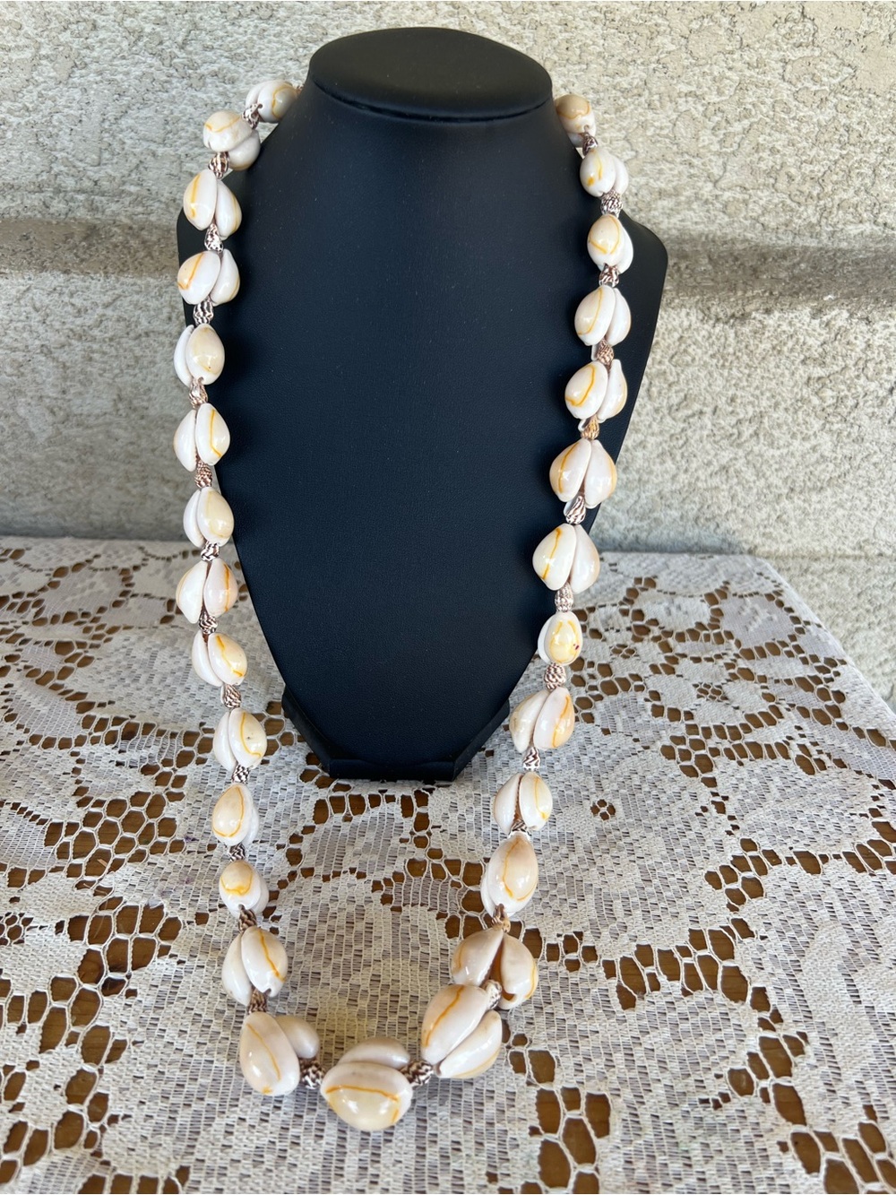 Handcrafted White and Cream Cowrie Shell Necklace